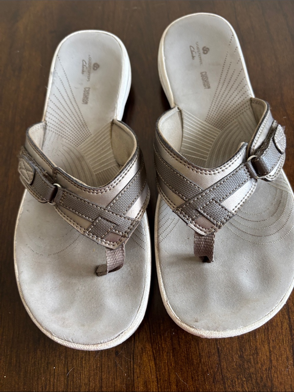 Clarks Bronze Metallic Toe-Post Sandals
